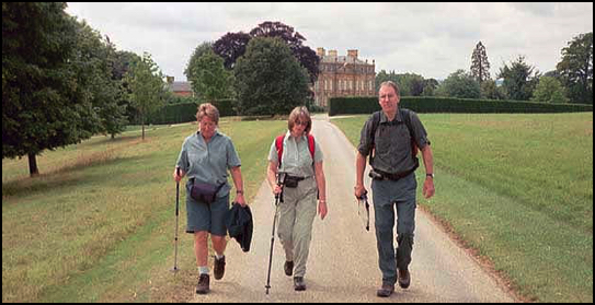 Left to right - Anne, Lynn and Larry with a backdrop of Foxcote House.